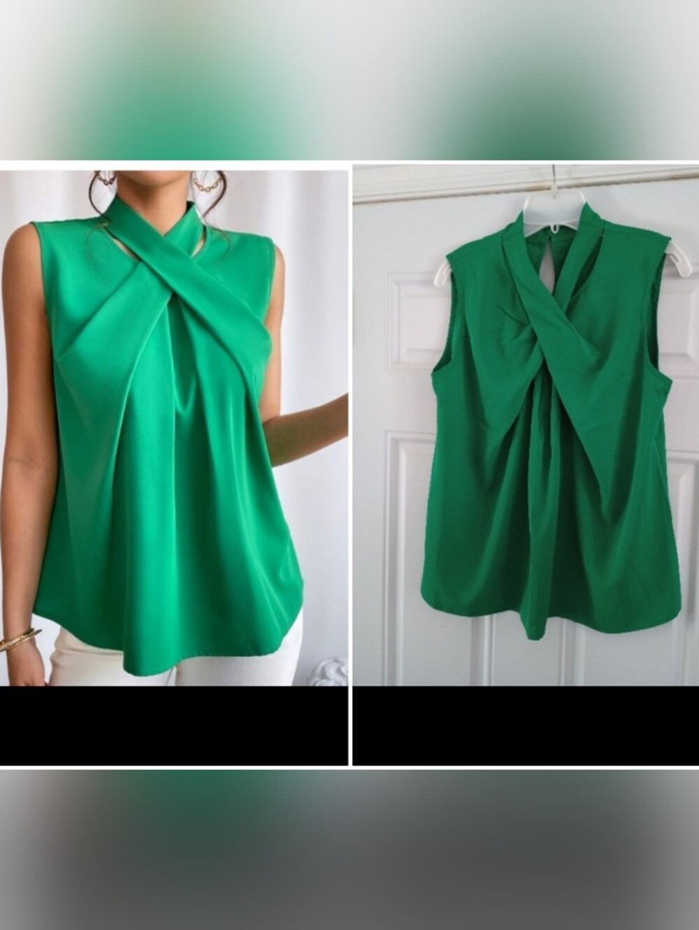 Emerald Privi Criss Cross Front Sleeveless Blouse Shein Medium